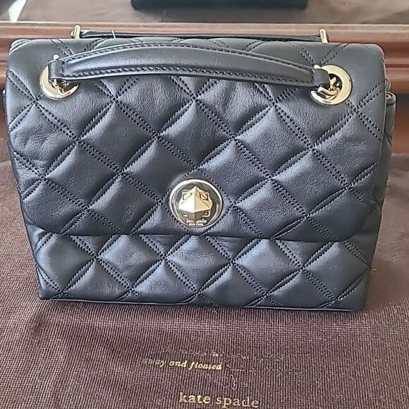 Kate Spade Black Quilted Shoulder Bag with Gold Chain - Picture 8 of 8